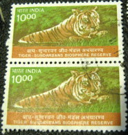 India 2000 Tiger Sundarbans Biosphere Reserve 10.00 X2 - Used - Used Stamps