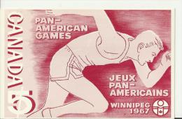 CANADA 1967 - POSTAL CARD FD ISSUE WINNIPEG 1967 PAN AMERICAN GAMES JULY 22-AUGUST 8 NEW UNUSED W 1 ST OF 5 C POSTM WINN - 1961-1970