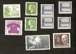 M7-3-5. Sweden, Sverige, Lot Set Of 10 - 1976 Konig Carl XVI Gustaf Communication Telephone Boat 1977 1980 Nobel - Oblitérés