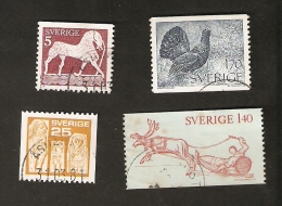 M7-1-2. Sweden, Sverige, Lot Set Of 4 - 1972 Horse 1975 Bird 1972 Moose Elk Fauna Animal - Oblitérés