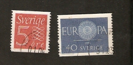 M7-6. Sweden, Sverige, Lot Set Of 2 - 1960 Europa CEPT 1961 5 Ore - Gebraucht