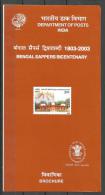 INDIA, 2003,  Bengal Sappers Bicentenary, Madhumati Bridge Of Bangladesh, & Army H.QBrochure - Covers & Documents