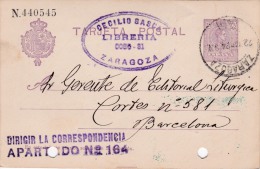 00010 Entero Postal  De Zaragoza A Barcelona 1924 - 1850-1931