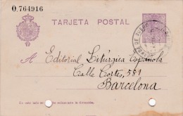 00002 Entero Postal  De Aranda Del Duero A Barcelona 1925 - 1850-1931