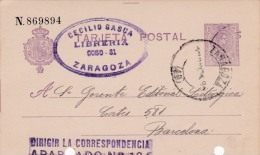 00014 Entero Postal  De Zaragoza A Barcelona 1924 - 1850-1931