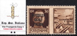 ITALY - R.S.I. - Prop. Guerra - SAGGIO DI SOPRASTAMPA PRIVATA DI TORINO - MOLTO RARO - GOMMA INTEGRA - MNH** 05 - Oorlogspropaganda