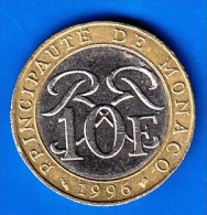 PIECE DE MONNAIE 10 FRANCS 1996 BI-METALLIQUE PRINCIPAUTE DE MONACO - 1960-2001 Neue Francs