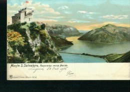 Delcampe - Litho Monte S. Salvatore Panorama Verso Melide 23.10.1905 - Melide