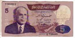 BILLET TUNISIE - P.79 - 5 DINARS - 1983 - BOURGUIBA - BARRAGE HYDROELECTRIQUE - Tunesien