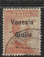 VENEZIA GIULIA 1918 SOPRASTAMPATO D´ITALIA ITALY OVERPRINTED  20 CENT. TIMBRATO USED - Vénétie Julienne