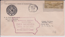 USA -1933  - POSTE AERIENNE - ENVELOPPE AIRMAIL De DES MOINES ( IOWA )  - DEDICATION MUNICIPAL AIRPORT - 1c. 1918-1940 Brieven