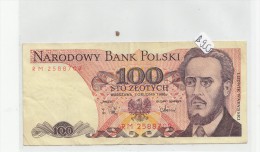 Billets - B955 -  Pologne   - Billet  100 Sto Slotych 1988 ( Type, Nature, Valeur, état... Voir 2 Scans) - Polonia