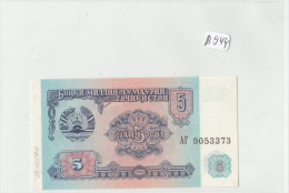 Billets - B944 -  Tadjikistan   - Billet  5 1994 - Etat Neuf  ( Type, Nature, Valeur, état... Voir 2 Scans) - Tadjikistan