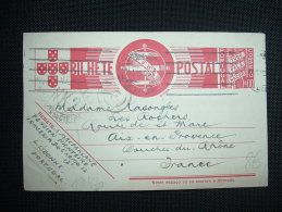 CP ENTIER 1S POUR LA FRANCE OBL.MEC. 24-1-42 LISBOA + CENSURE F ET NK2 - Cartas & Documentos