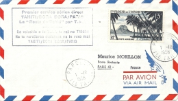 1ER SERVICE AERIEN TAHITI BORA BORA PARIS - Storia Postale