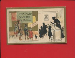 SUCHARD BELLE CHROMO DOREE ENFANT AFFICHE CONFISERIE CHOCOLATERIE  COMPTOIR BALANCE - Suchard