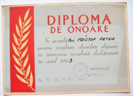 ROMANIA-HONORARY DIPLOMA / DEGREE,FURRIERS COOPERATIVE.1963-1964 - Diploma's En Schoolrapporten