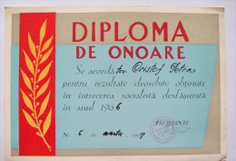 ROMANIA-HONORARY DIPLOMA /  DEGREE,FURRIERS COOPERATIVE,1966-1967 - Diploma's En Schoolrapporten