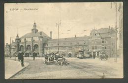 GERMANY  LÜBECK  LUEBECK  HAUPTBAHNHOF  RAILWAY  STATION  LA GARE ,  TRAM , AUTOMOBILE  , OLD POSTCARD, O - Lübeck