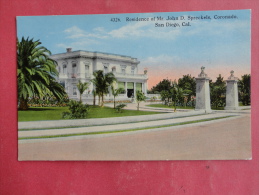 San Diego,CA--Residence Of Mr. John D. Spreckles--not Mailed--PJ163 - San Diego