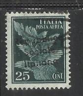 EMISSIONI LOCALI TERAMO 1944 SOPRASTAMPATO D´ ITALIA ITALY OVERPRINTED POSTA AEREA AIR MAIL CENT. 25  ANNULLATO USED - Emissions Locales/autonomes