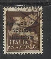 EMISSIONI LOCALI TERAMO 1944 SOPRASTAMPATO D´ ITALIA ITALY OVERPRINTED POSTA AEREA AIR MAIL CENT. 50  ANNULLATO USED - Lokale/autonome Uitgaven