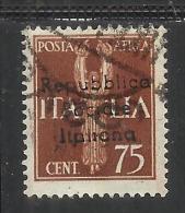 EMISSIONI LOCALI TERAMO 1944 SOPRASTAMPATO D´ ITALIA ITALY OVERPRINTED POSTA AEREA AIR MAIL CENT. 75 ANNULLATO USED - Emissions Locales/autonomes