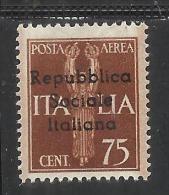 EMISSIONI LOCALI TERAMO 1944 SOPRASTAMPATO D´ ITALIA ITALY OVERPRINTED POSTA AEREA AIR MAIL CENT. 75 MNH - Ortsausgaben/Autonome A.