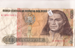 Billets - B947 - Pérou    - Billet 500 Intis 1987 ( Type, Nature, Valeur, état... Voir 2scans) - Peru