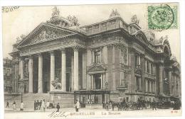 CARTOLINA - BRUXELLES - LA BOURSE - LA BORSA  -  VIAGGIATA  NEL 1905  - BELGIO - Transport Urbain En Surface