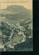 Litho Königstein Sachsen Mit Lilienstein Blick Zur Stadt Schornstein Um 1900 - Koenigstein (Saechs. Schw.)