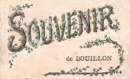 BOUILLON  SOUVENIR AVEC STRASSES ET PAILLETTES  VOYAGEE EN 1907 CARTE CISELEE - Bouillon