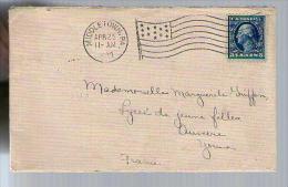 Lettre Etats Unis CAD Middletown 25-04-1923 Flamme Drapeau Flag / Tp 171 G. Washington CAD Arrivée Auxerre 7-05-1923 - Lettres & Documents