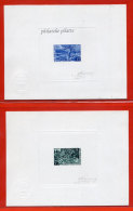 SAINT PIERRE ET MIQUELON N°385/86 2 EPREUVES D´ARTISTE PAYSAGES COULEUR EN BLEU ET VERT - Imperforates, Proofs & Errors