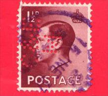 GB  UK GRAN BRETAGNA - 1936 - Re Edward VIII - 1 1/2 Perforato - Usati