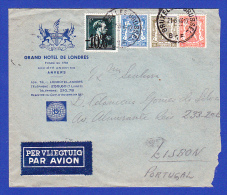 GRANDE HOTEL DE LONDRES - ENVELOPE PPER VLIEGTUIG/PAR AVION - BRUXELLES - 21.6.46  -  2 SCANS - Covers & Documents