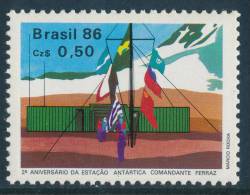 BRAZIL 1986 - ANTARCTIC STATION COM.FERRAZ, 2nd ANNIVERSARY, 1v**MNH - Onderzoeksstations