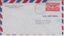 USA - 1953  - POSTE AERIENNE - ENVELOPPE AIRMAIL De SAN JUAN  -  CHICAGO AND SOUTHERN AIRLINES OPENING SERVICE - - 2c. 1941-1960 Brieven