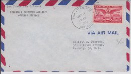 USA - 1953  - POSTE AERIENNE - ENVELOPPE AIRMAIL De SAN JUAN  -  CHICAGO AND SOUTHERN AIRLINES OPENING SERVICE - - 2c. 1941-1960 Covers
