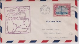 USA - 1928  - POSTE AERIENNE - ENVELOPPE AIRMAIL De PONTIAC ( MICHIGAN ) - FIRST FLIGHT BAY CITY TO CHICAGO - C.A.M. 27 - 1c. 1918-1940 Storia Postale