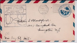 USA - 1929  - POSTE AERIENNE - ENTIER AIRMAIL De CLEVELAND ( OHIO ) - FIRST FLIGHT BAY CITY TO CHICAGO - C.A.M. 27 - 1c. 1918-1940 Cartas & Documentos