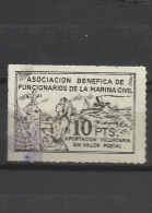 3568-SELLO FISCAL BENEFICO ASOCIACION BENEFICA FUNCIONARIOS MARINA  VIUDA Y HERFANO NAUFRAGOS.SHIPS.,NAVEGACION.BARCOS,B - Revenue Stamps