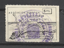 3585-SELLO FISCAL BENEFICO ASOCIACION BENEFICA FUNCIONARIOS MARINA  VIUDA Y HERFANO NAUFRAGOS.SHIPS.,NAVEGACION.BARCOS,B - Revenue Stamps