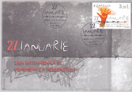 INTERNATIONAL DAY FOR THE COMEMORATION OF THE HOLOCAUST,COVER FDC,2007, ROMANIA - Judaisme