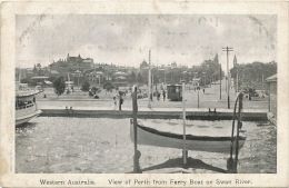 Western Australia View Of Perth From Ferry Boat On Swan River  Tram Tramway - Perth