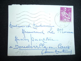 DEVANT DE LETTRE MIGNONNETTE TP PAYSANNE 12F OBL.MEC. 9-1-1958 FORMERIE (60 OISE) - 1957-1959 Mäherin