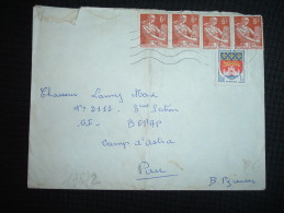 LETTRE TP PAYSANNE 6F X4 + BORDEAUX 1F OBL.MEC. 16-2-1959 DAMVILLE (27 EURE) - 1957-1959 Mäherin