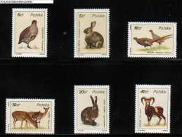 POLAND 1986 GAME HUNTED ANIMALS NHM Partridge Birds Rabbit Hare Pheasant Deer Mountain Sheep - Conejos
