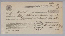 Heimat AG Egliswyl 1881-01-03 Auf Empfangsschein - Covers & Documents