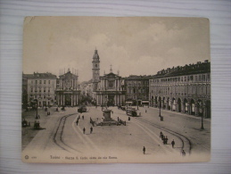 Cartolina Doppia TORINO - Piazza S.Carlo Vista Da Via Roma. Editore Diana. Primi'900 - Places & Squares